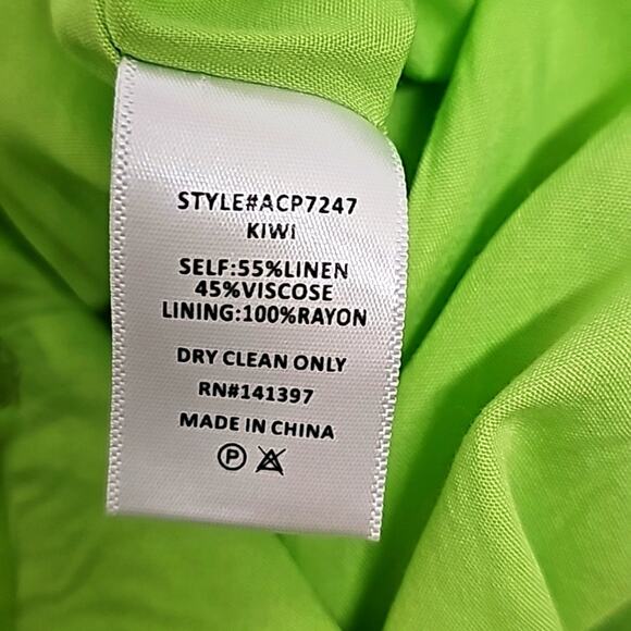 ASTR The Label Amiah Womens Linen/Viscose Fully Lined Lime Green Shorts Size L - Picture 11 of 11